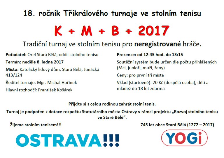 18. ročník Tříkrálového turnaje ve stolním tenisu