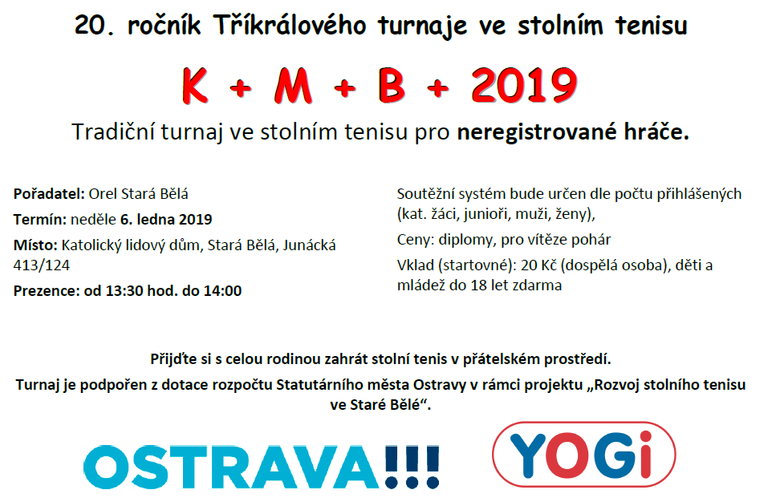20. ročník Tříkrálového turnaje ve stolním tenisu