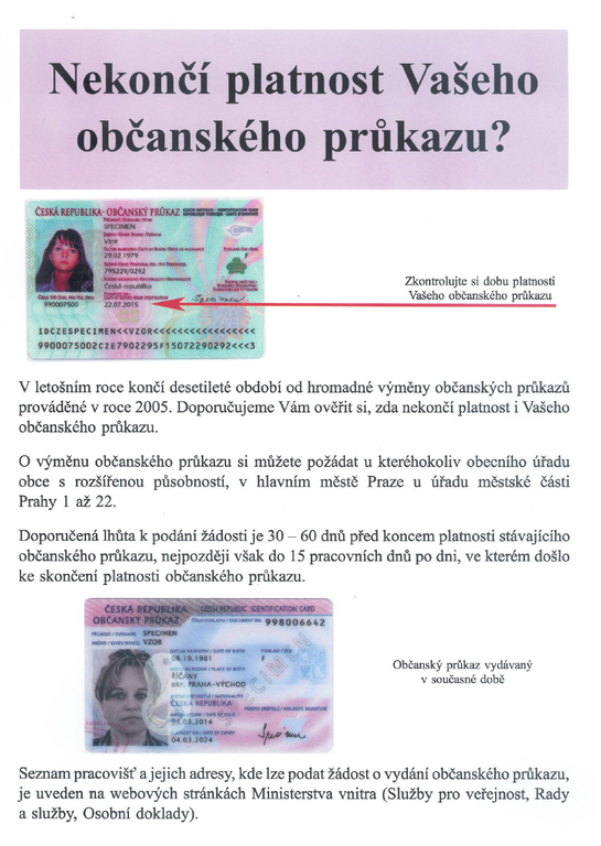 Nekončí platnost Vašeho občanského průkazu?
