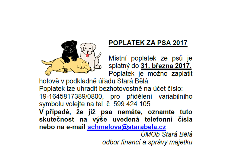 Poplatek za psa 2017