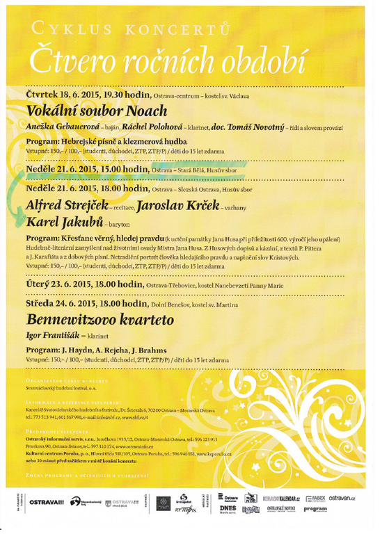 Pozvánka na koncert Čtvero ročních období (s Alfredem Strejčkem)