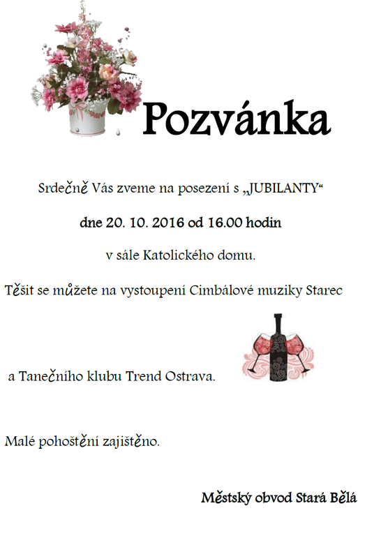 Pozvánka na posezení s Jubilanty
