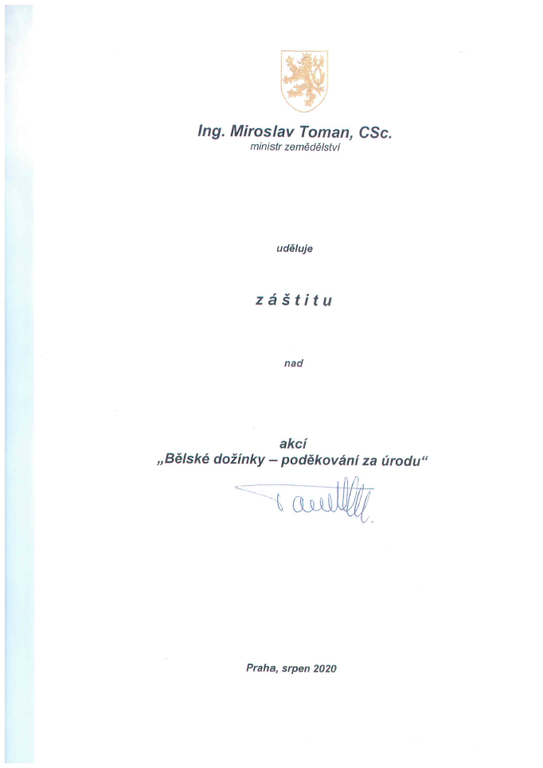Starobělské dožínky - záštita